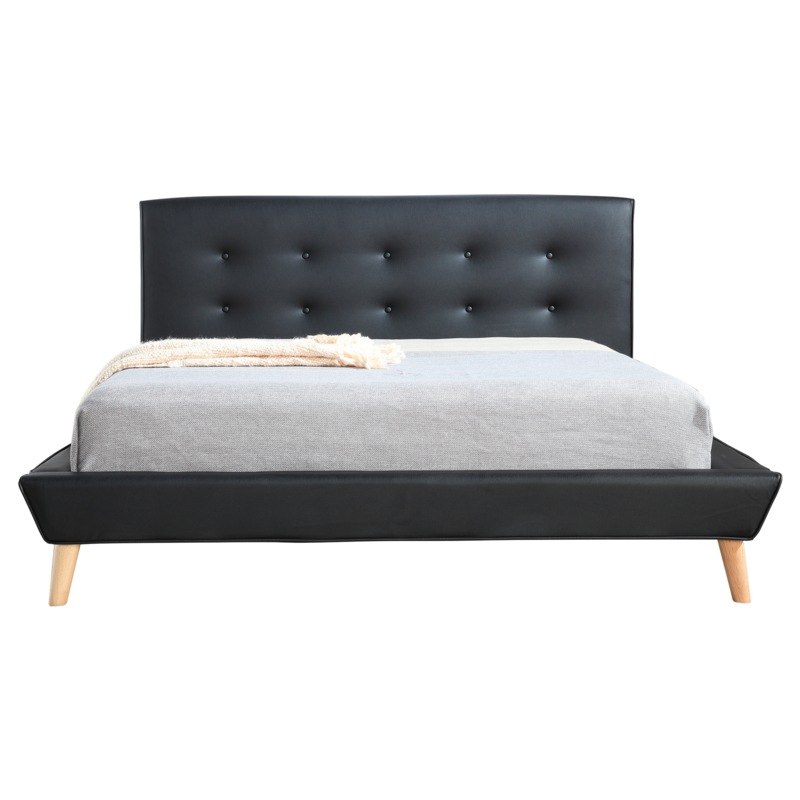 Buy Double PU Leather Deluxe Bed Frame Black MyDeal