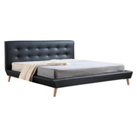 King PU Leather Deluxe Bed Frame Black