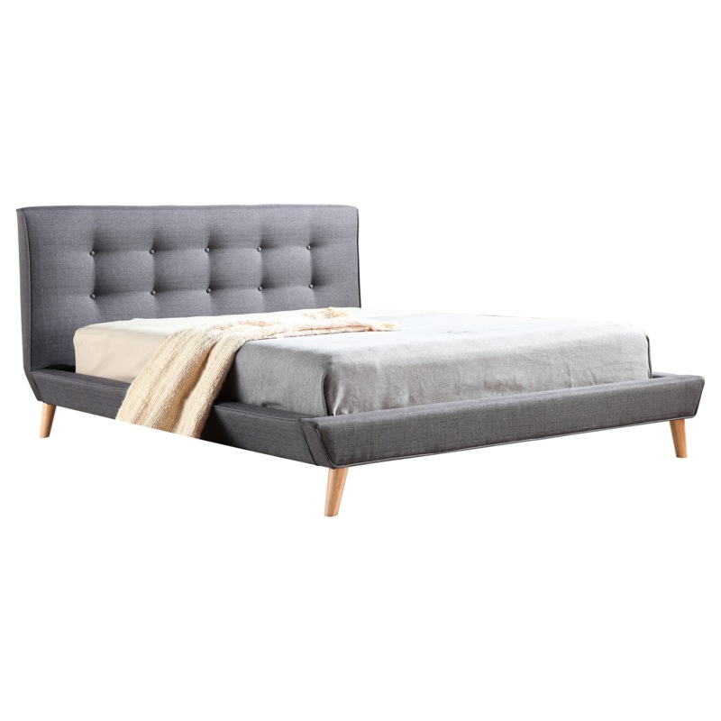 Buy Queen Linen Fabric Deluxe Bed Frame Grey MyDeal