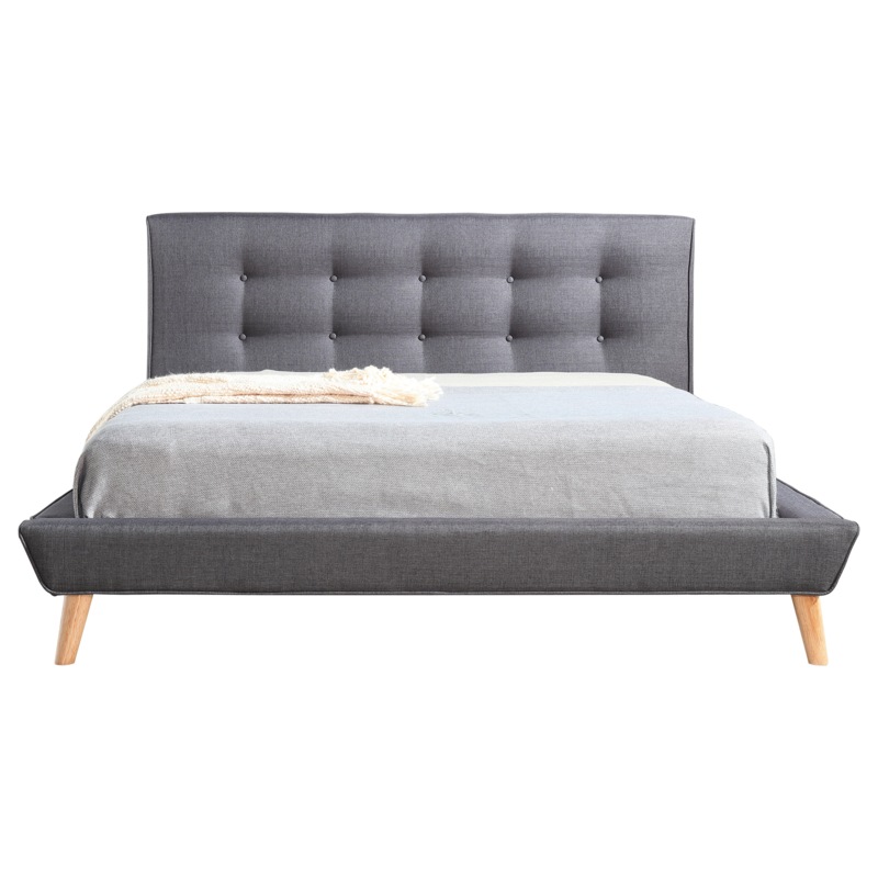 Buy Queen Linen Fabric Deluxe Bed Frame Grey MyDeal