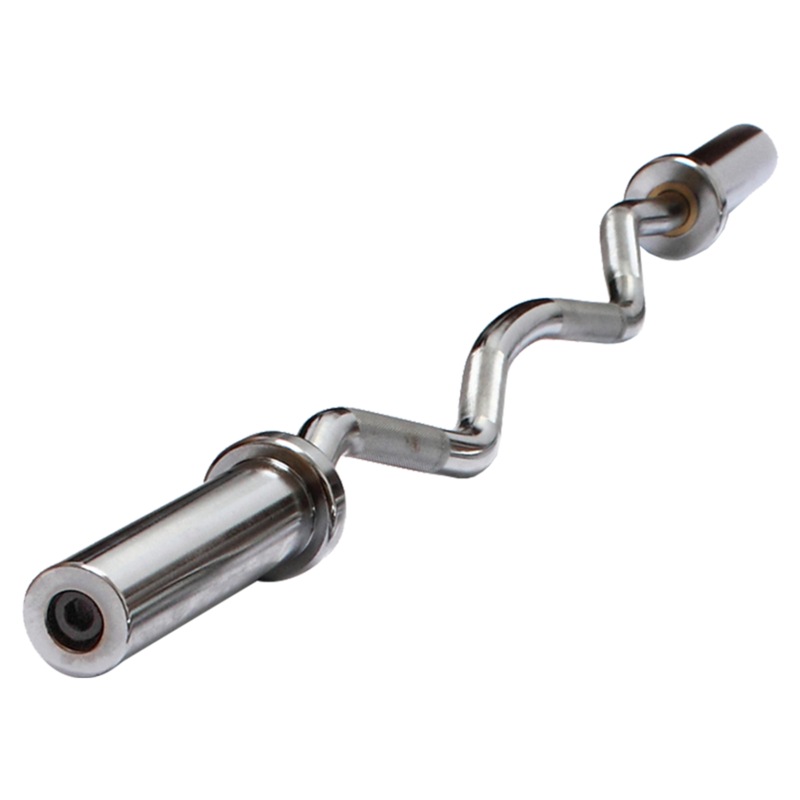 Chrome Olympic Curl Bar Barbell Heavy Duty EZ with Spring Collars