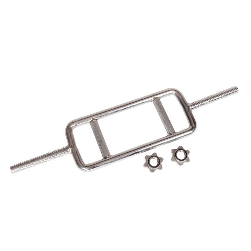 Chrome Tricep Bar Barbell Heavy Duty with Spinlock Collars Fitness