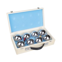 Deluxe Boules Bocce 8 Alloy Ball Set with Wood Case