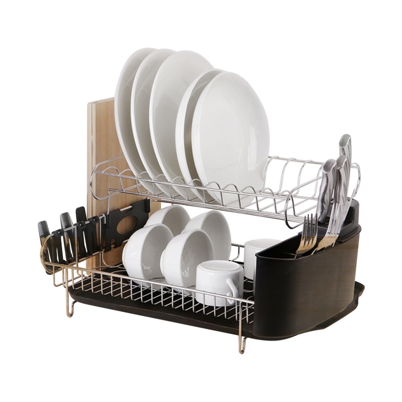 Buy Dish Drying Rack Drainer Cup Plate Holder Cutlery Tray Kitchen