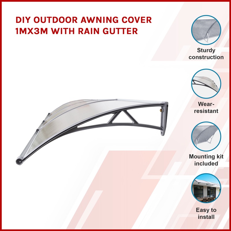 DIY Outdoor Awning Cover 1mx3m with Rain Gutter | Buy Door ...