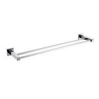 Double Classic Chrome Towel Bar Rail Bathroom