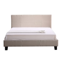 Buy Double Linen Fabric Bed Frame Beige - MyDeal