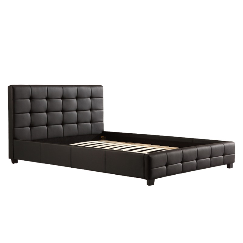 Buy Double PU Leather Deluxe Bed Frame Black MyDeal