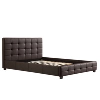 Double PU Leather Deluxe Bed Frame Brown