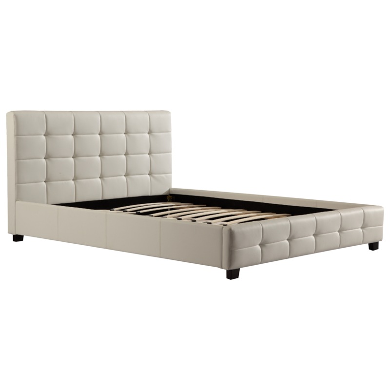 Buy Double PU Leather Deluxe Bed Frame White MyDeal