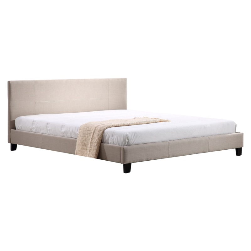 King Linen Fabric Bed Frame Beige MyDeal