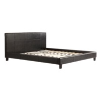 King PU Leather Bed Frame Brown