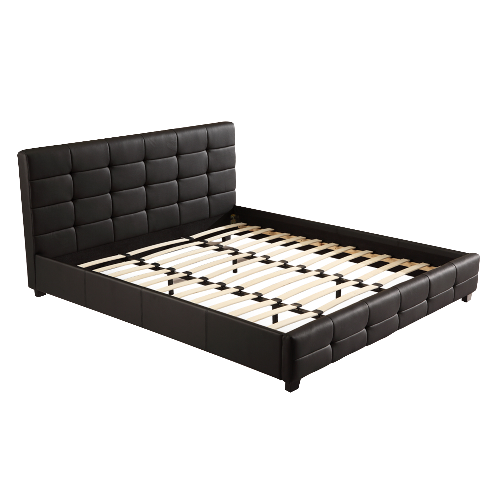 Buy King PU Leather Deluxe Bed Frame Black - MyDeal