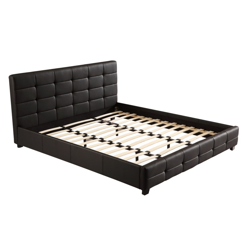 Buy King PU Leather Deluxe Bed Frame Black MyDeal