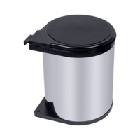 Kitchen Swing Pull Out Bin Stainless Steel Garbage Rubbish Waste Trash Can 14L