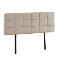 Linen Fabric Double Bed Deluxe Headboard Bedhead - Beige