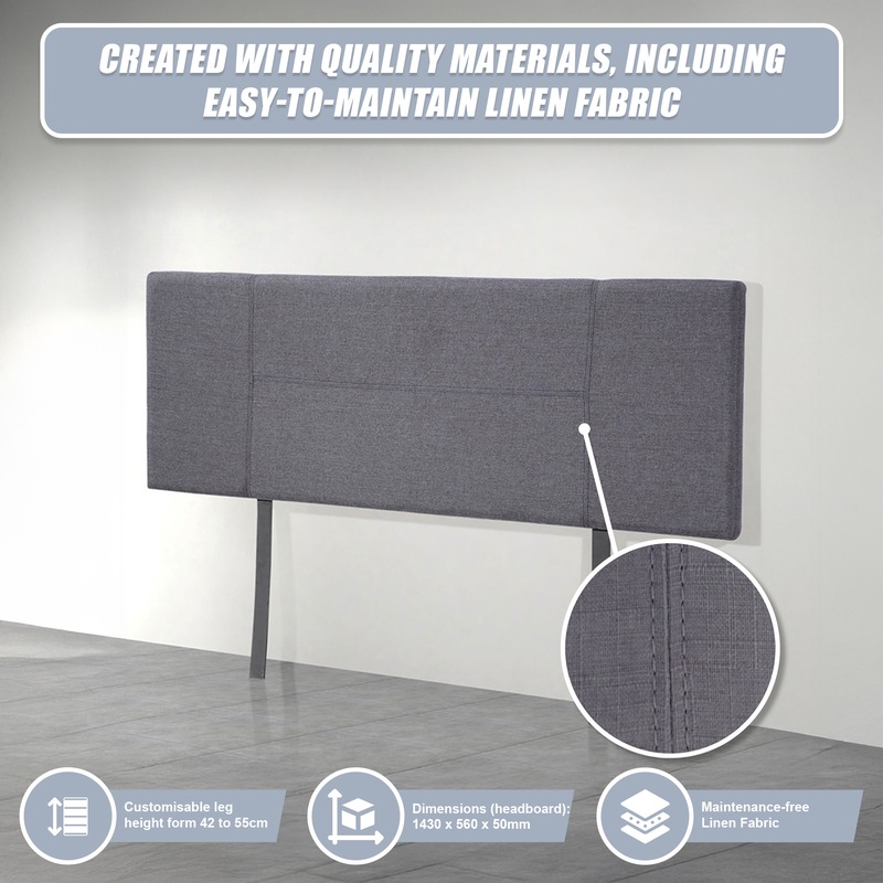 Buy Linen Fabric Double Bed Headboard Bedhead Grey MyDeal
