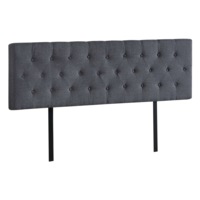Linen Fabric King Bed Deluxe Headboard Bedhead - Grey