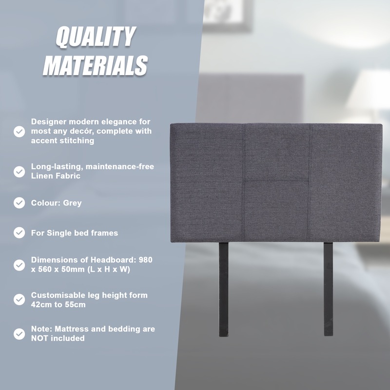Buy Linen Fabric Single Bed Headboard Bedhead Grey MyDeal