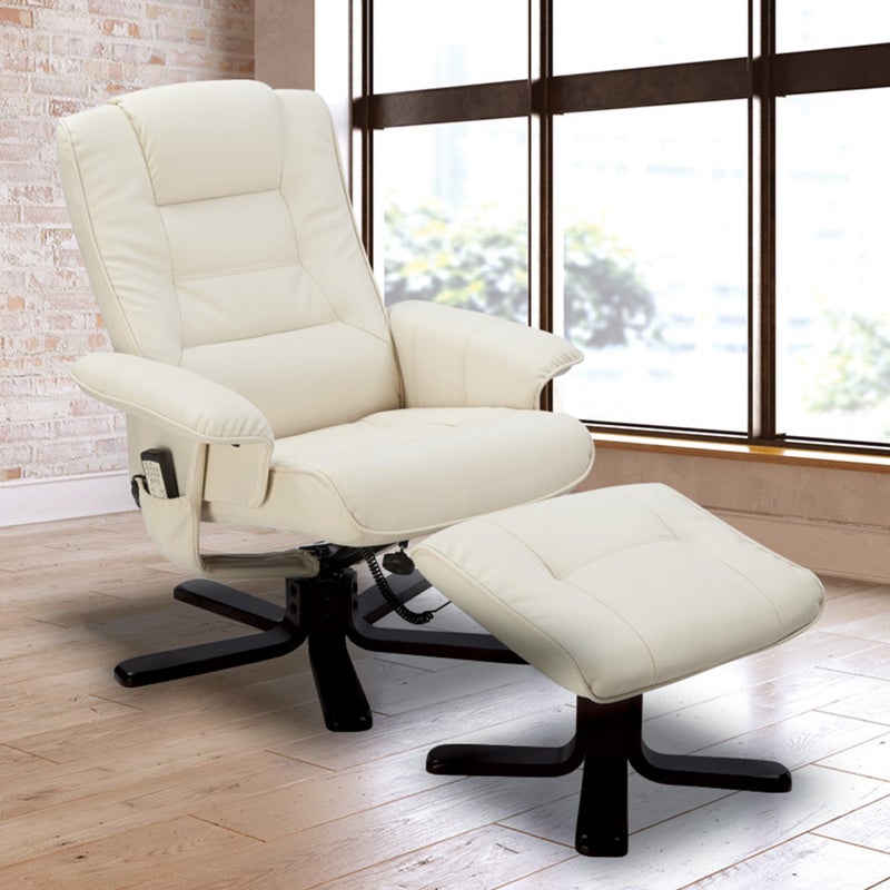Buy PU Leather Massage Chair Recliner Ottoman Lounge Remote - MyDeal