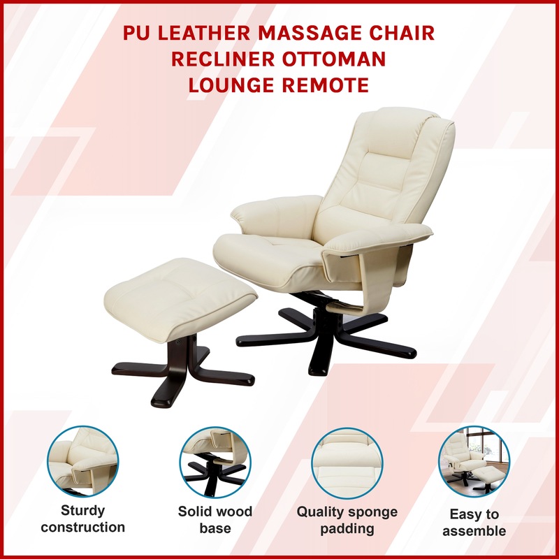 Buy PU Leather Massage Chair Recliner Ottoman Lounge Remote MyDeal