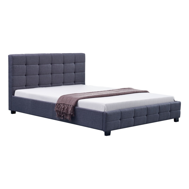 Buy Linen Fabric Double Deluxe Bed Frame Grey MyDeal