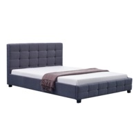 Linen Fabric Queen Deluxe Bed Frame Grey