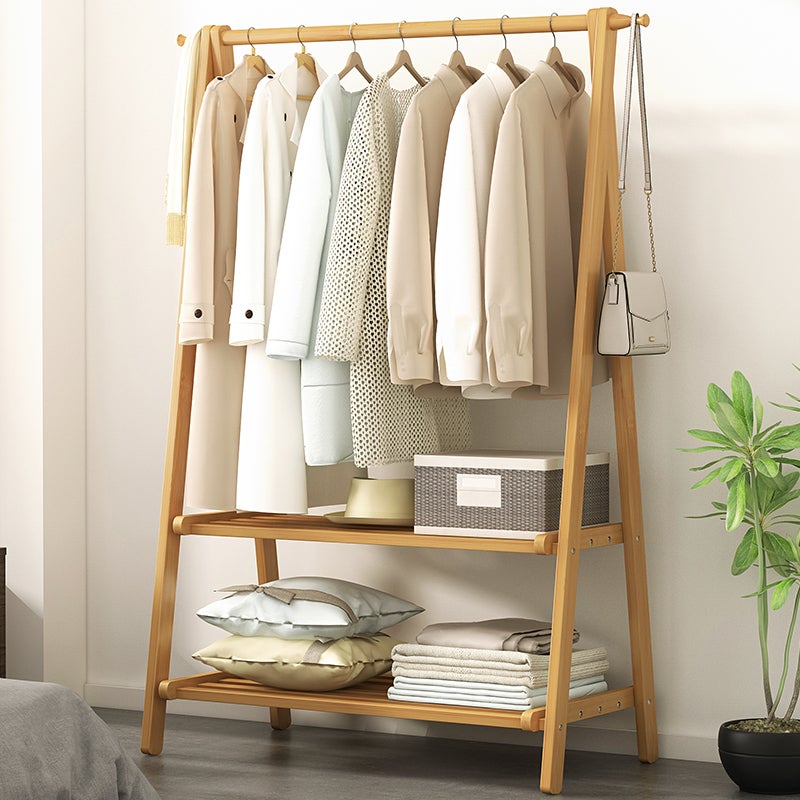 Buy Portable Clothes Rack Coat Garment Stand Bamboo Rail Hanger Airer ...