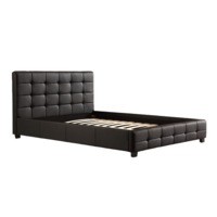 Queen PU Leather Deluxe Bed Frame Black