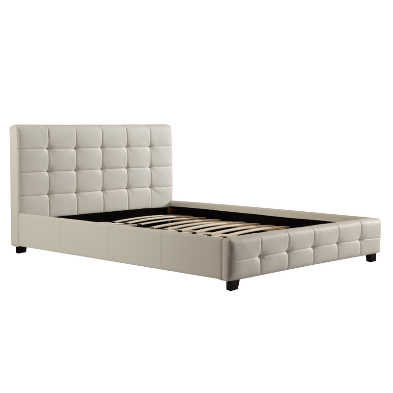 Buy Queen PU Leather Deluxe Bed Frame White - MyDeal