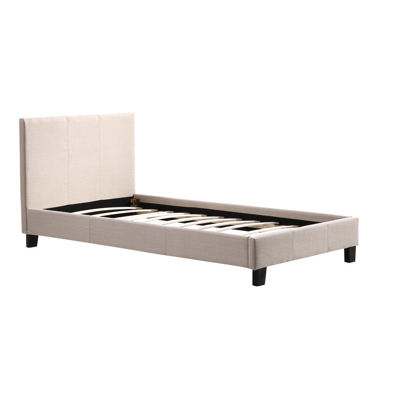 Buy Single Linen Fabric Bed Frame Beige - MyDeal