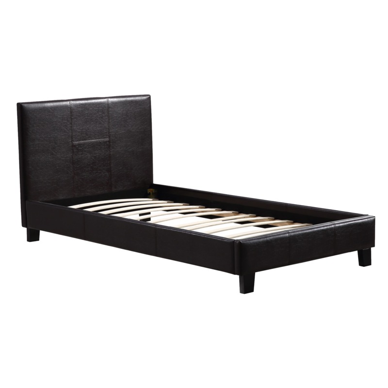 Single PU Leather Bed Frame Brown MyDeal
