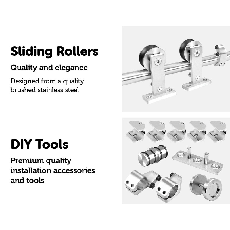 Buy Sliding Barn Door Hardware Stainless Steel MyDeal