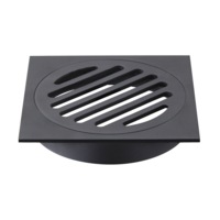 Square Black Floor Grate Drain 110 mm Full Brass Construction