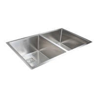835x505mm Handmade 1.5mm Stainless Steel Undermount / Topmount Kitchen Sink with Square Waste