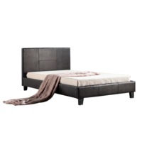King Single PU Leather Bed Frame Brown