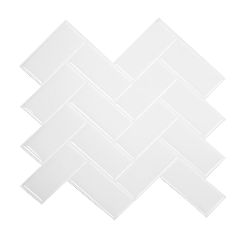 Buy Tiles 3D Peel and Stick Wall Tile Herringbone White 10 Sheets MyDeal