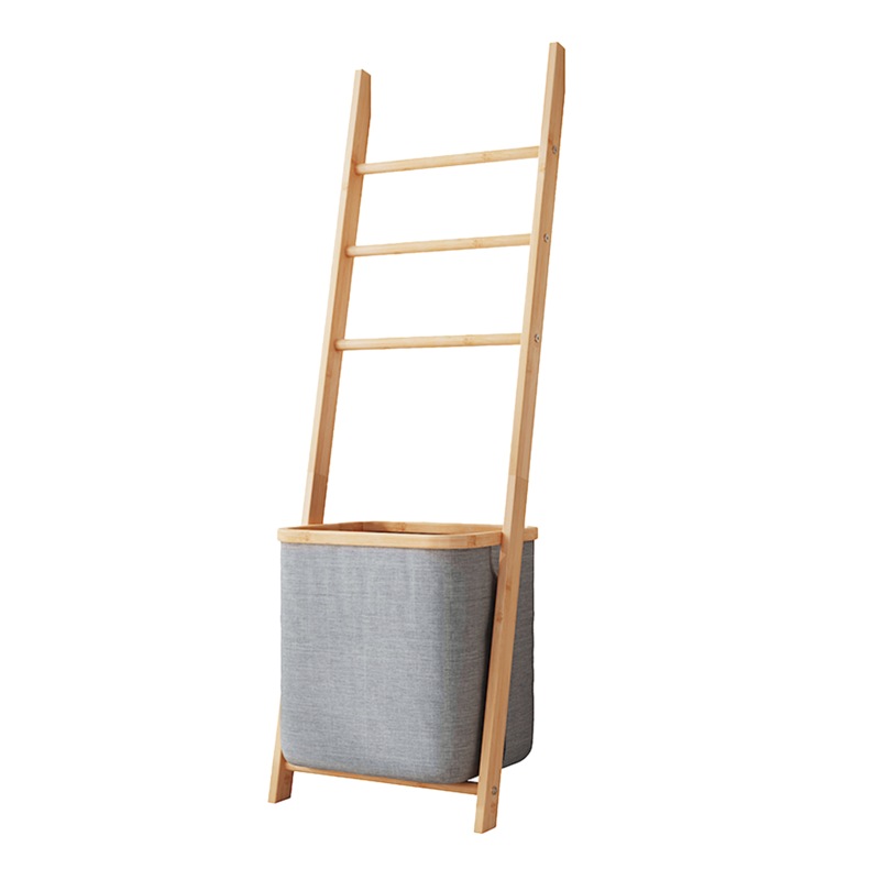 Buy Wall Leaning Ladder Shelf with Laundry Basket Clothes Hamper Bath