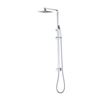 WELS 8" Rain Shower Head Set Square Dual Heads Faucet High Pressure Hand Held