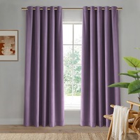 Cadence & Co Byron Matte Velvet 100% Blockout Eyelet Curtains Twin Pack Lilac 90x223cm