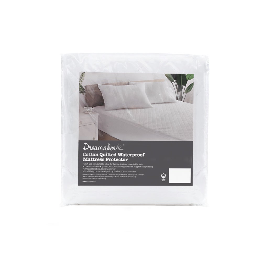 Dreamaker Cotton Quilted Waterproof Mattress Protector - Queen Bed