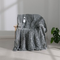Dreamaker 500Gsm Faux Fur Heated Throw Silver 160 x 120cm