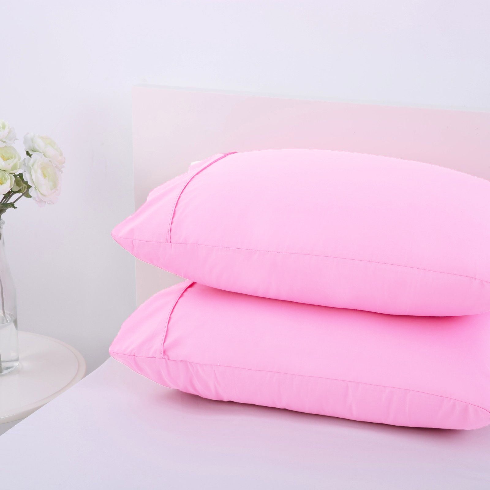 Dreamaker 250TC Plain Dyed Standard Pillowcases Twin Pack Pink - 48x73cm