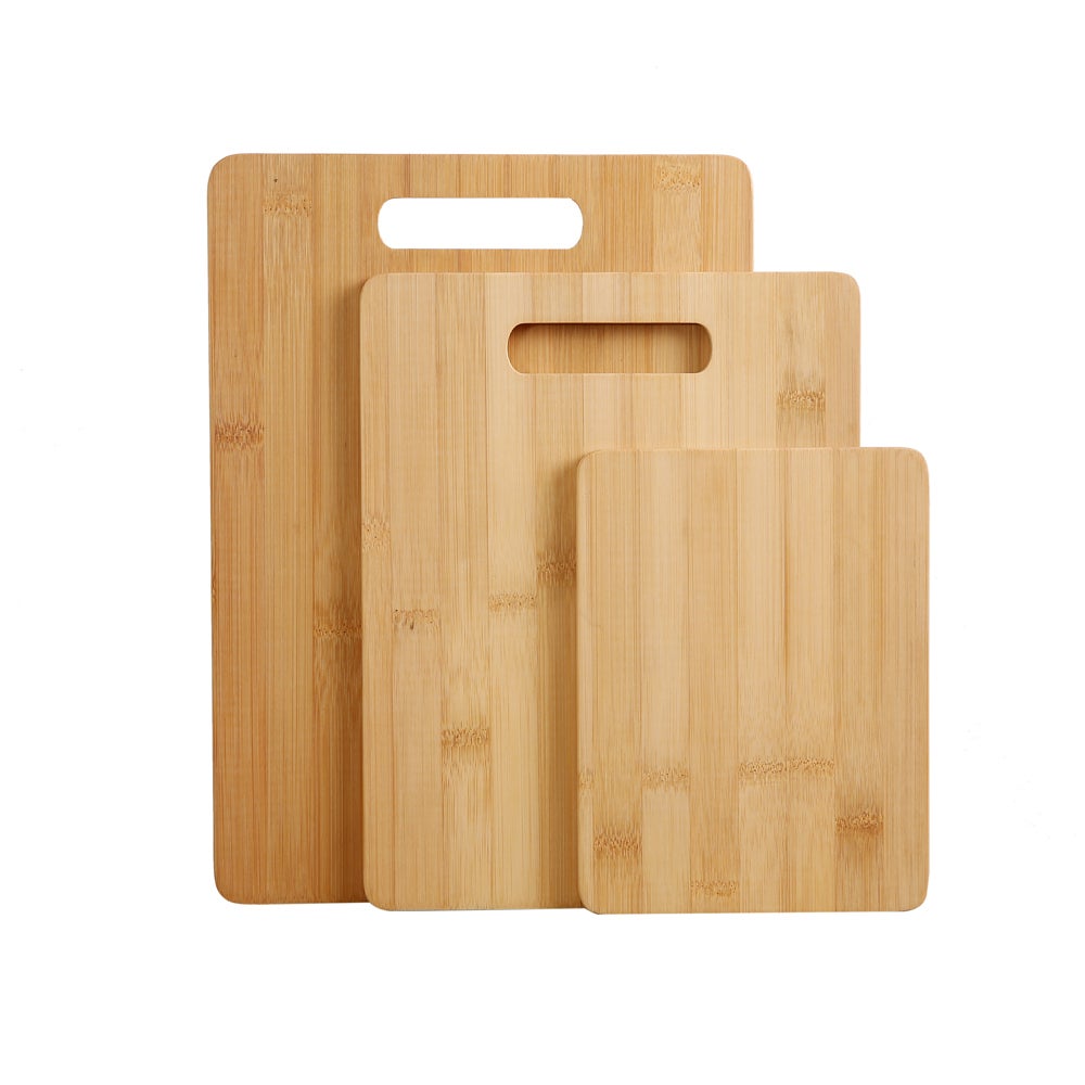 Gourmet Kitchen 3 Piece Natural Bamboo Cutting Board Set - Wood Brown