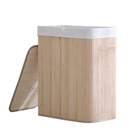 Sherwood Home Extra Large Rectangular Foldable Bamboo Laundry Hamper 2 Sided Natural Brown