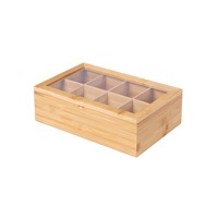 Sherwood Home 8 Compartment Bamboo Tea Box With Window - Natural Brown