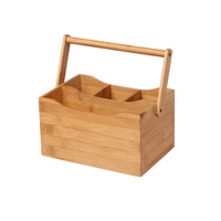 Sherwood Home Bamboo Cutlery Caddy - Natural Brown - Holds Knife/Fork/Spoon and Napkin/Serviette