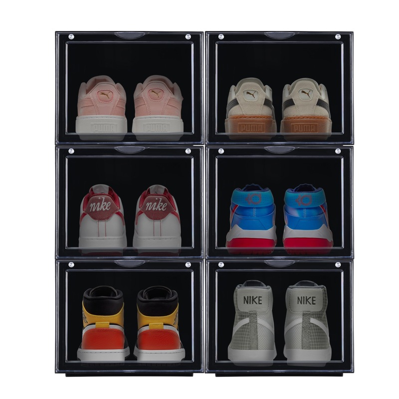 Buy Sherwood Front Display Shoe Box Organiser Black 36x28x22cm 6pack