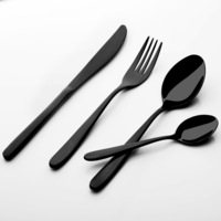 Sherwood Home Premium Black Titanium Steel 24 Piece Cutlery Set - Knife/Fork/Spoon