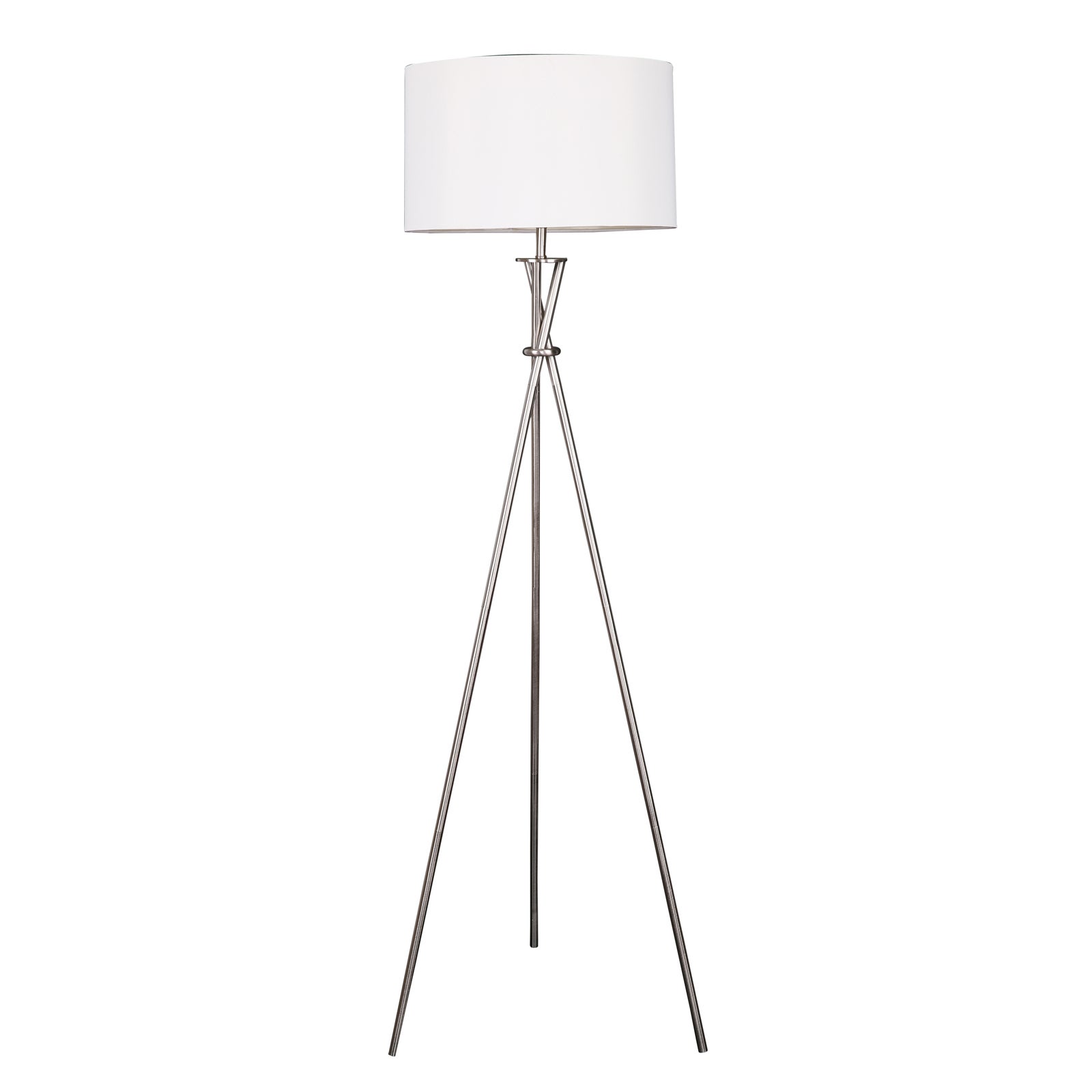 Sherwood Lighting Art Deco Tripod Floor Lamp White - Polished Stainless Steel & White